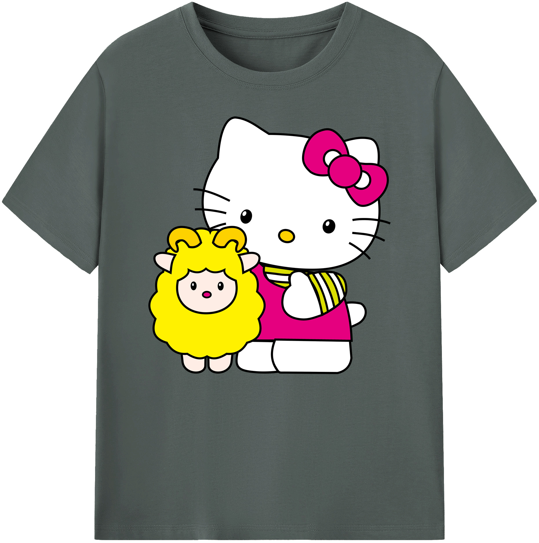 （画像用） Hello Kitty ハローキティ 綿100％ メンズ半袖Tシャツ｜肌触りやわらか＆通気性